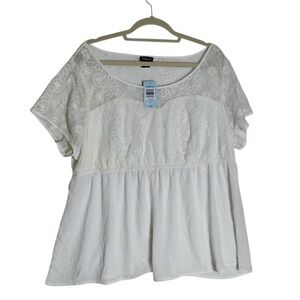 Torrid Whitw Lace Babydoll Top Size 2X Nwt